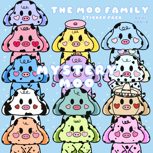 Mystery Moo Family Vinyl Sticker
